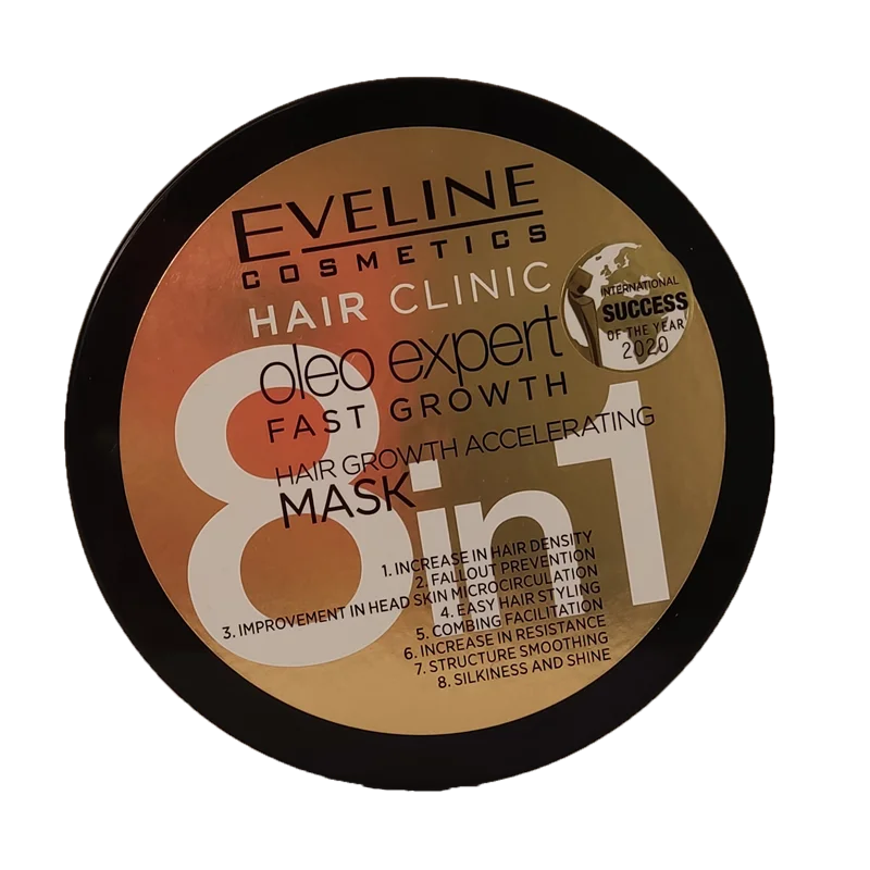 ماسک مو درمانی تخصصی 8 در 1 طلایی اولاینEveline Hair Clinic oleo expert Hair Mask for Accelerating Hair Growth 300 ml