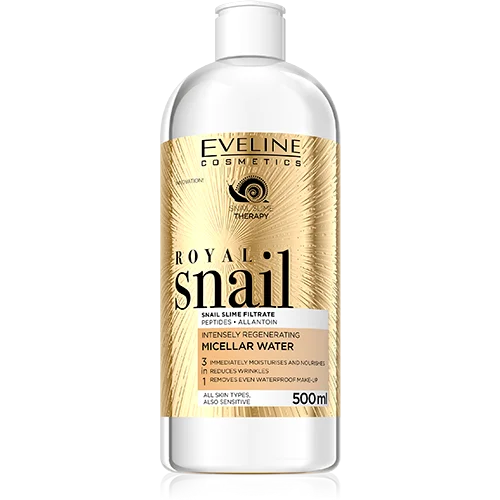 میسلار واتر حلزون پاک کننده آرایش و بازسازی کننده اولاین Eveline Royal Snail حجم 500 میلی لیتر